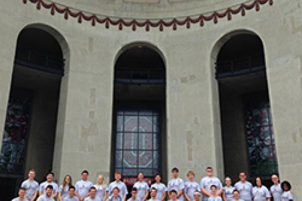 Student Leadership Intensive 2015 participants, faculty and staff at Stadium Rotunda