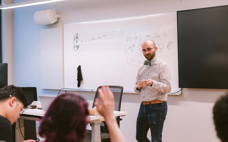 Graduate associate teaching a class