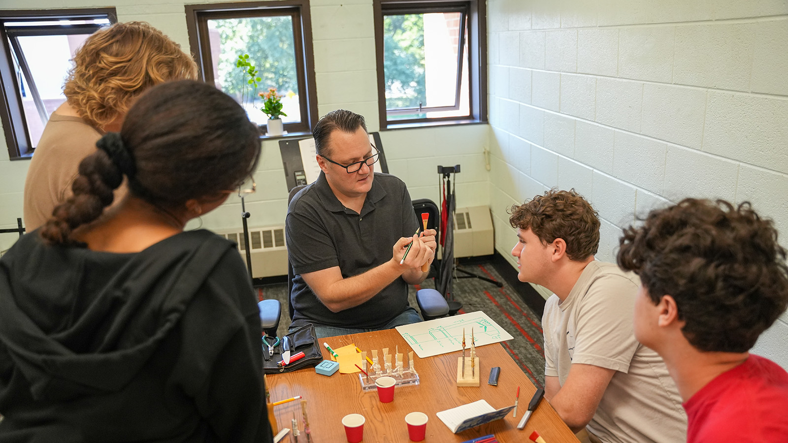 Bassoon students in reed making class with Jesse Schartz