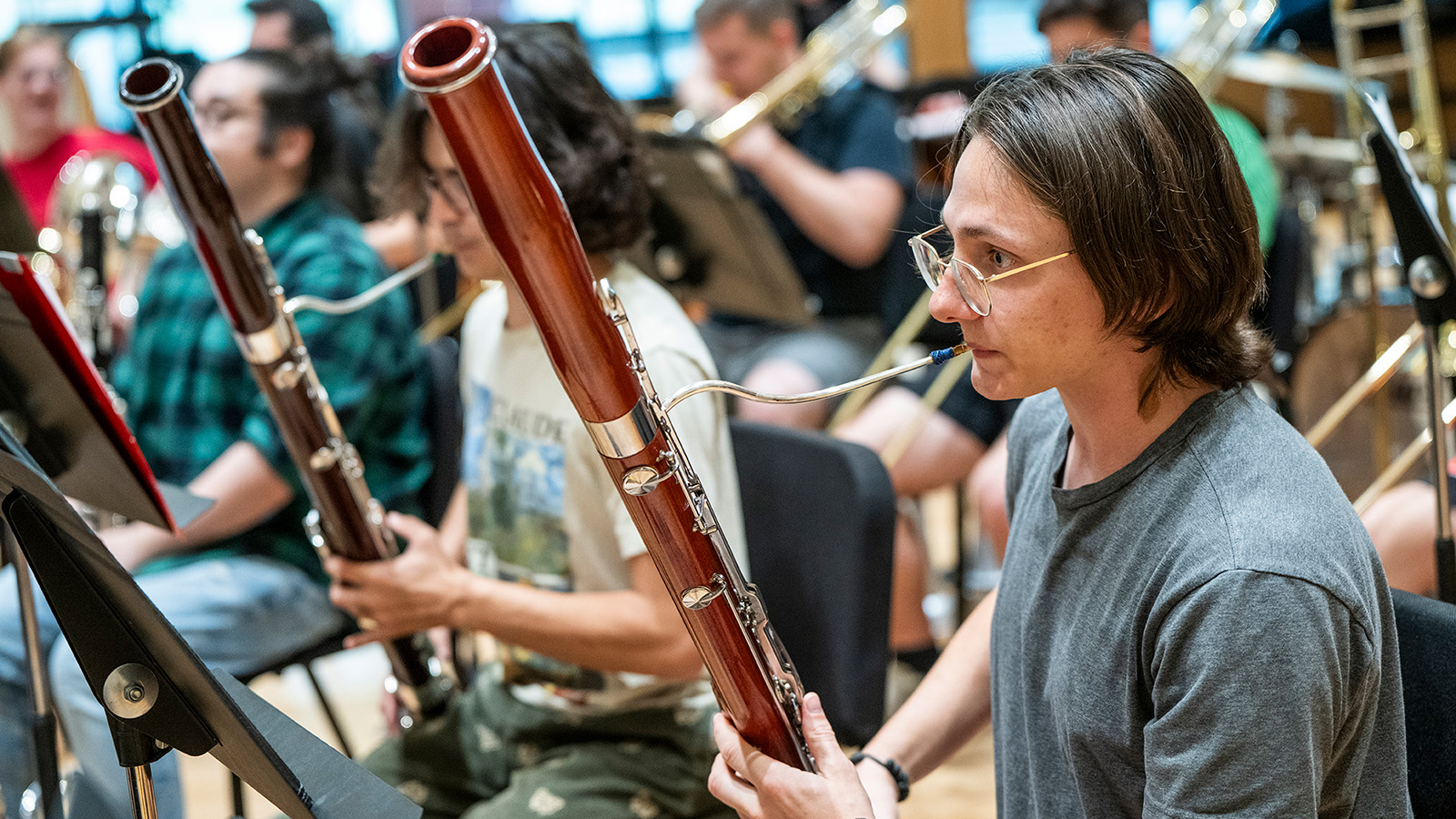 Bassoon students in Wind Symphony rehearsal
