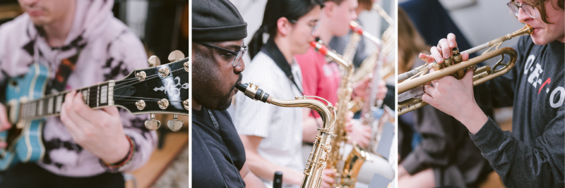 Student jazz musicians - photo collage