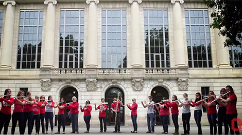 Flute Troupe playing "Hang On Sloopy" at Thompson Library