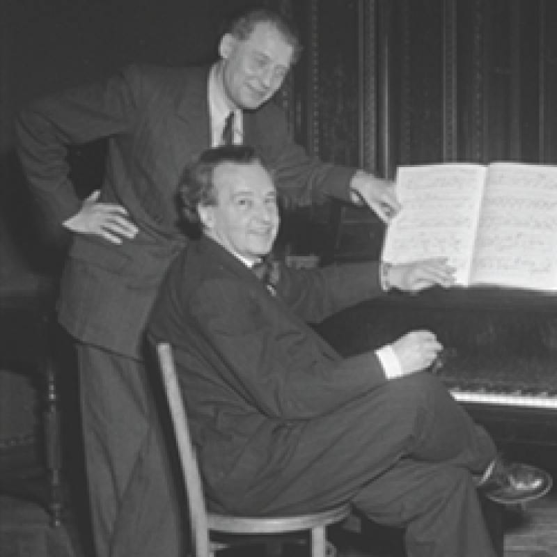 Composers Hoeree and Honegger at piano