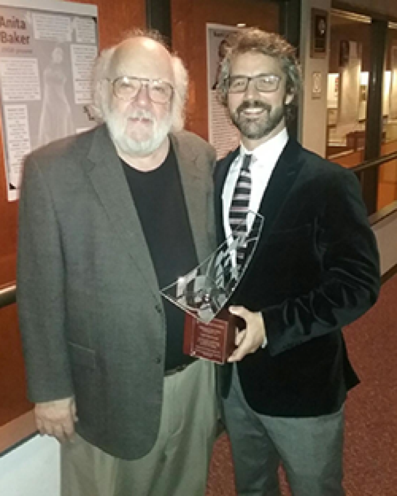 McIntosh receives 50-year award (2017); with Kris Keith, Jazz Ensemble director