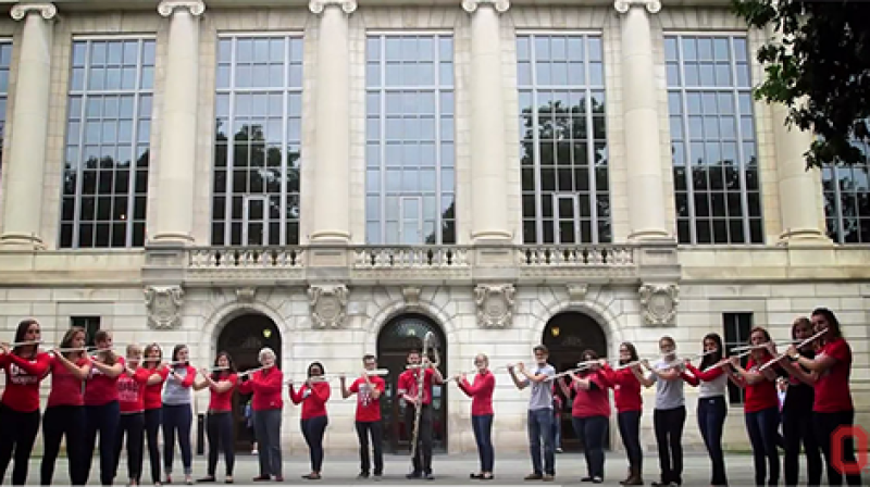 Flute Troupe playing "Hang On Sloopy" at Thompson Library Flute Troupe playing "Hang On Sloopy" at Thompson Library