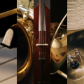 Collage of jazz band instruments