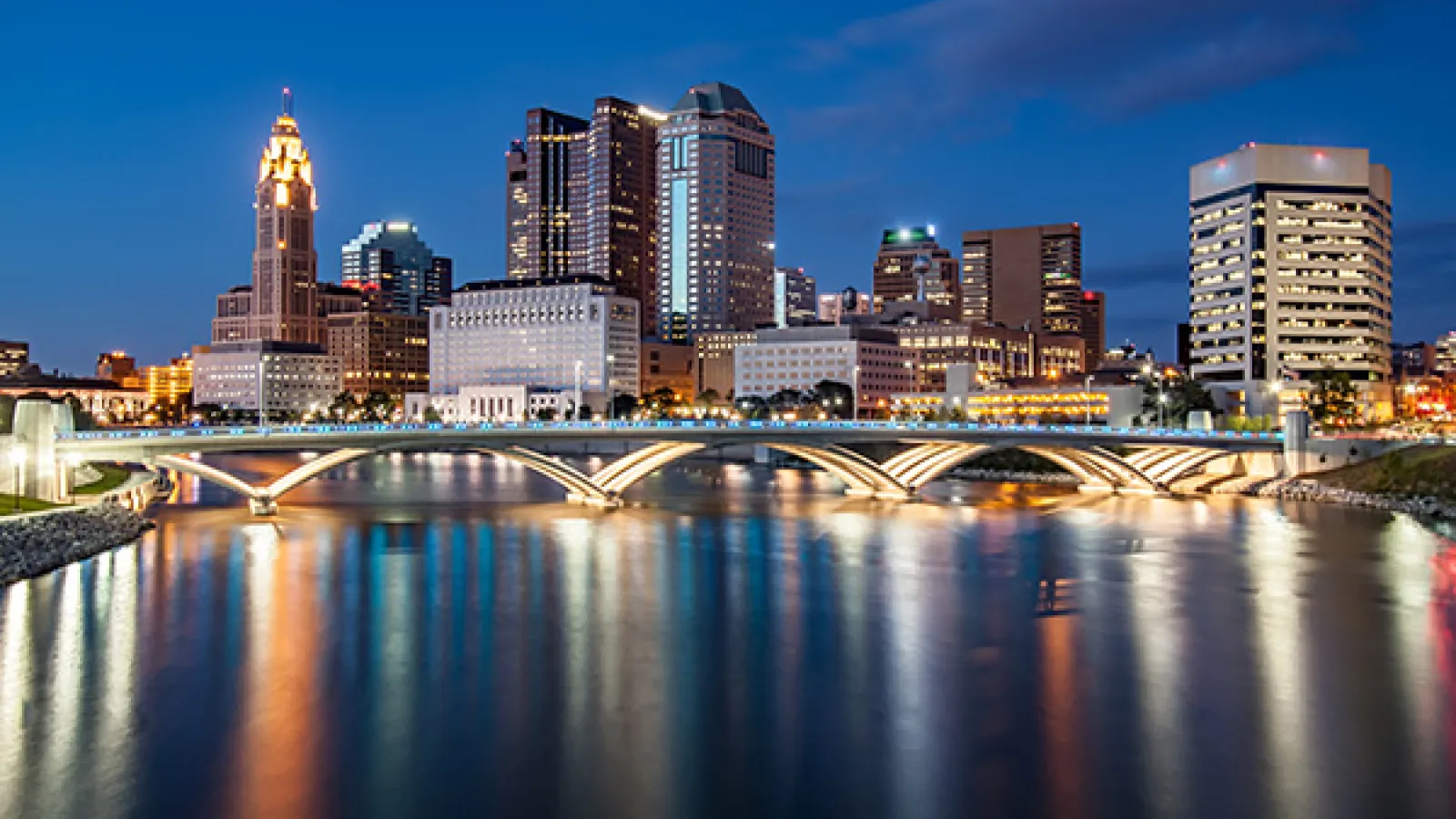 Downtown Columbus skyline at night