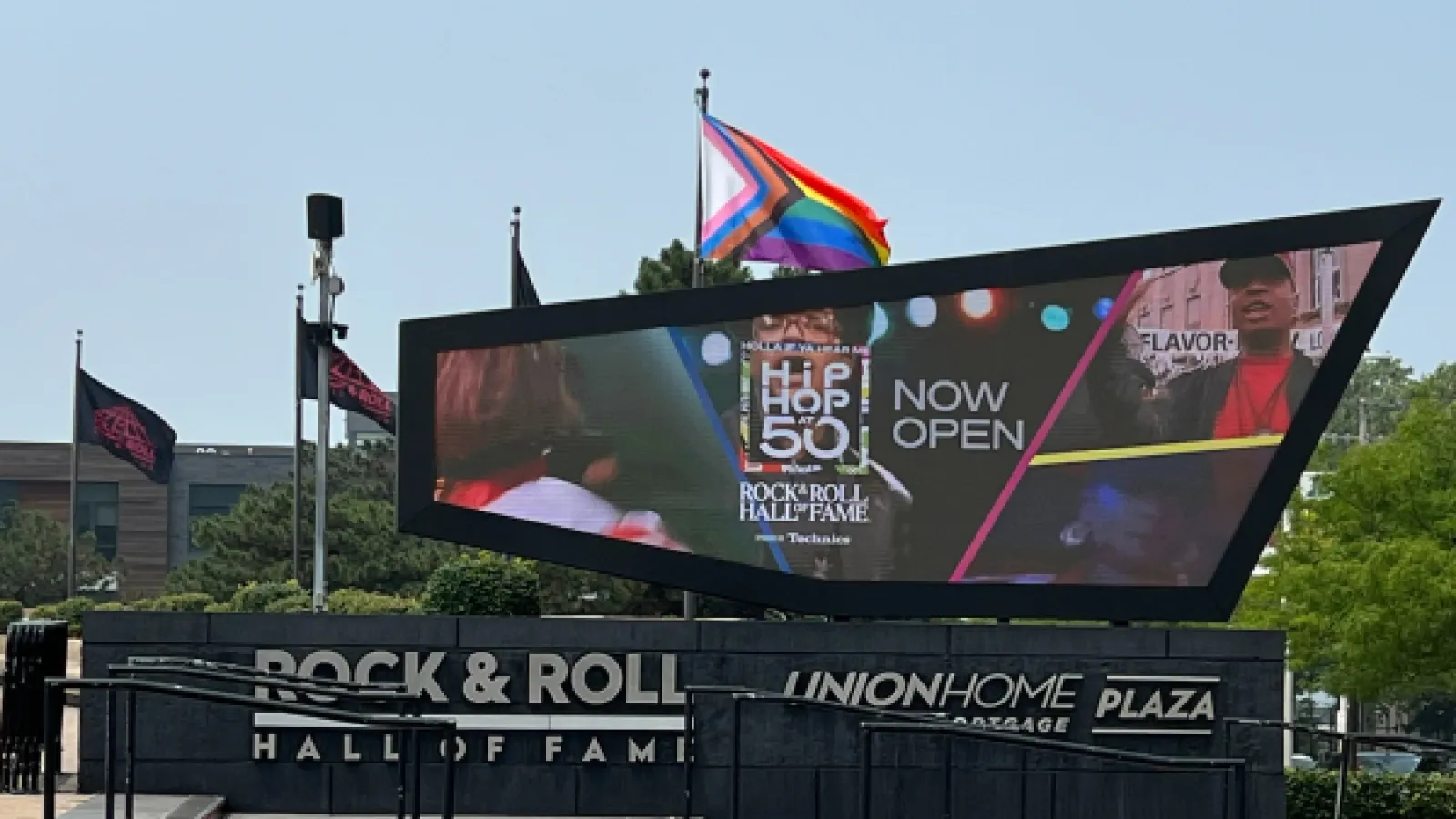 Hip-Hop Turns 50 digital sign at the Rock & Roll Hall of Fame