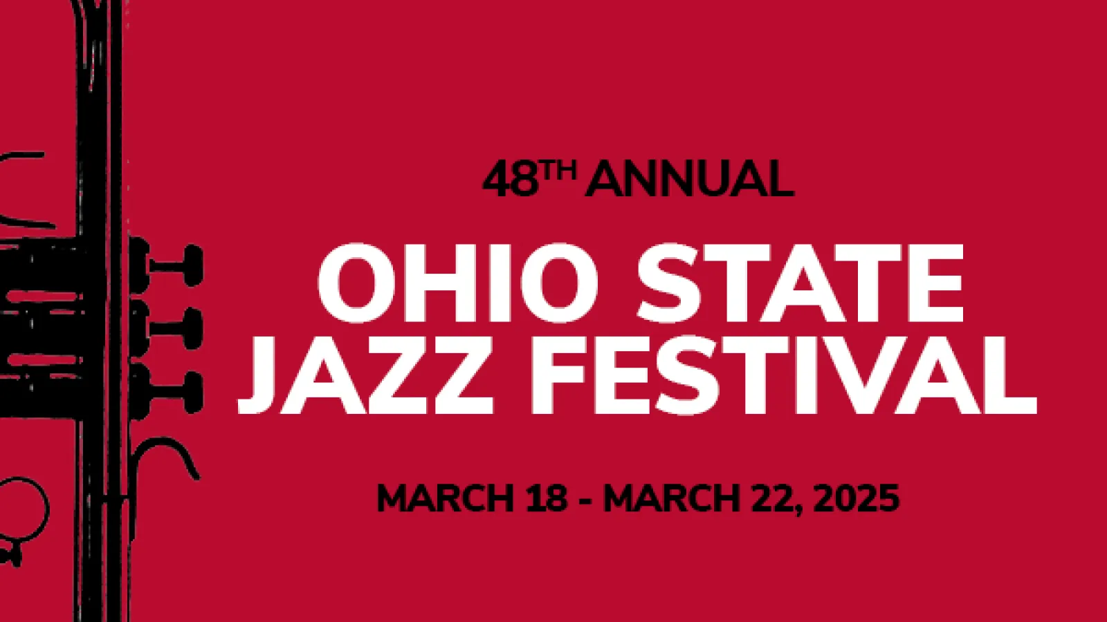 Red background with black trumpet and Ohio State Jazz Festival title