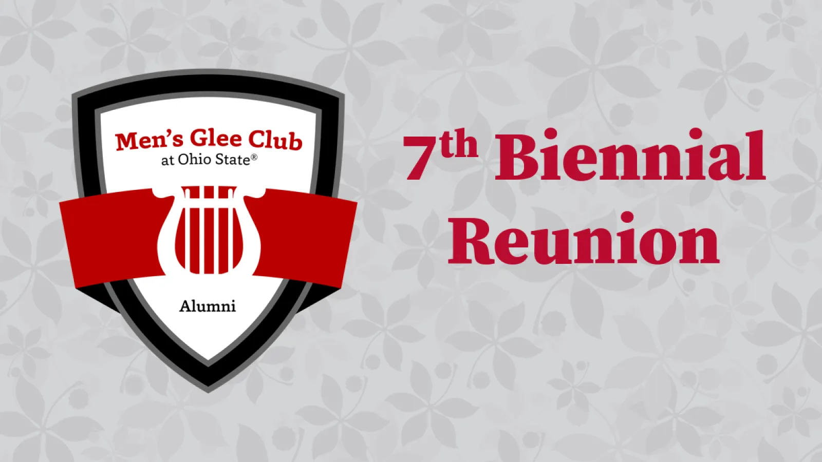 Gray buckeye leaf pattern with Men's Glee Club Alumni Society Crest