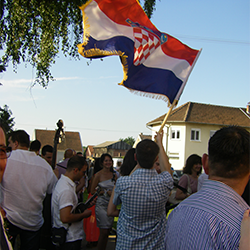 Crowd waving Croatian flag Crowd waving Croation flag