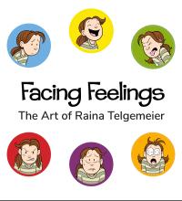 Cartoon faces showing happy, sad, surprise, anger and other feelings