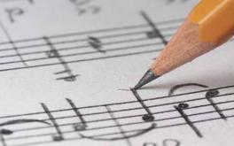 Pencil on musical score