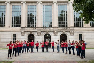 Flute Troupe performance of "Hang On Sloopy" at Thompson Library