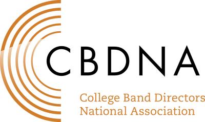 College Band Directors National Association white logo