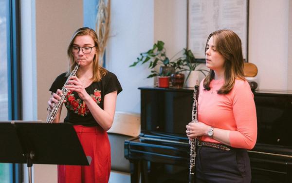 Oboe student in lesson with Professor Abby Held