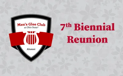 Gray buckeye leaf pattern with Men's Glee Club Alumni Society Crest