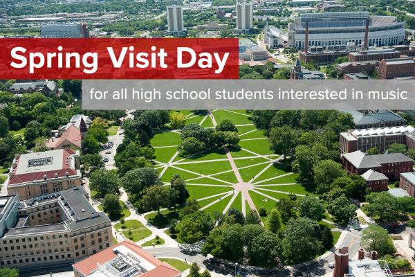Spring Visit Day banner with view of the Oval