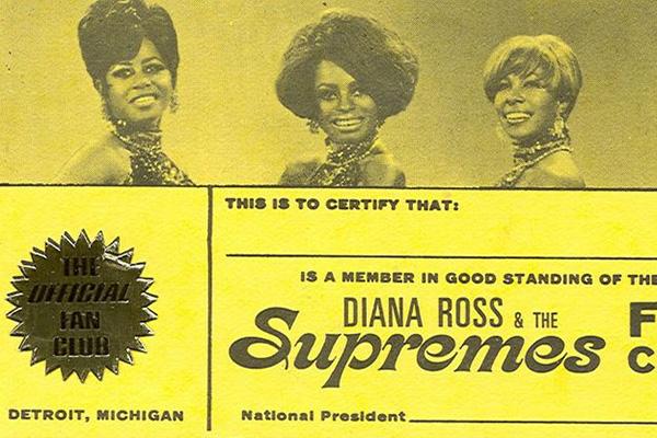 Supremes Fan Club membership card