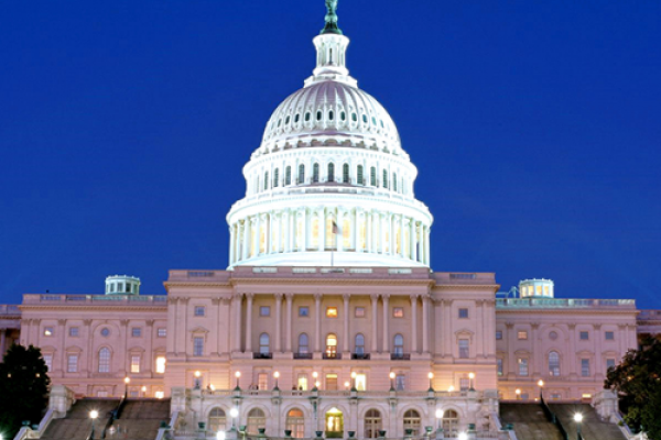 US Capitol at night