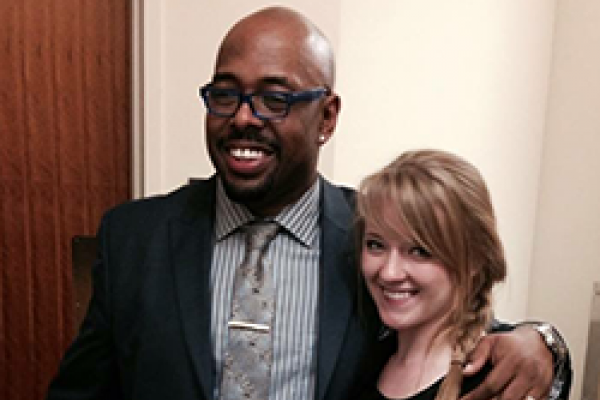 Laura Sayre with Christian McBride, founder of Jazz House Kids