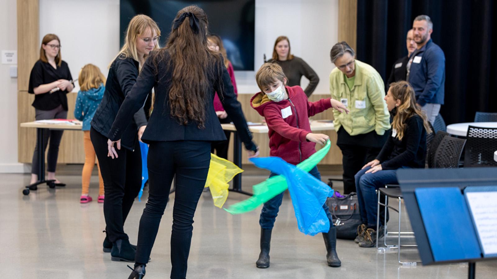 Movement activity with colorful scarves