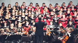 Celebration concert, Robert Ward conducting choirs and orchestra
