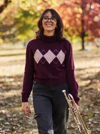 Musician holding a trumpet